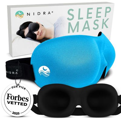 Nidra Contoured Sleep Mask for Side Sleepers  Zero Pressure Fit, Light Blocking Eye Shade for Sleeping & Travel  Blue, Standard Size