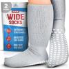 FORTIVO 2 Pairs Extra Wide Socks For Swollen Feet, Non-Slip Hospital and Diabetic Socks for Men and Women view 1