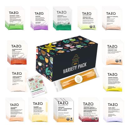56-Piece Tea Sampler Gift Set  14 Flavors, Premium Assorted Variety Pack with 10 Honey Sticks & Recipe eBook  Gift for Tea Lovers, Him & Her