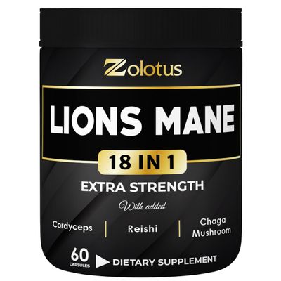 Zolotus Lions Mane Mushroom Capsules with Cordeyceps, Elderberry, Ginkgo Biloba, Bacopa - 60 Capsules