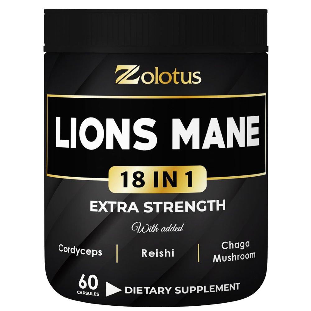 Zolotus Lions Mane Mushroom Capsules with Cordeyceps, Elderberry, Ginkgo Biloba, Bacopa - 60 Capsules