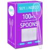 [100 Count] Clear Plastic Spoons Heavy Duty Disposable Spoon Reusable Bulk Plastic Utensils Sturdy Cutlery Set Durable Plasticware Silverware for Party,Every Day Use,Picnic,Camping,Wedding,Barbecues view 1
