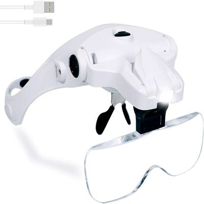 2 Pack 4X Magnifying Glass with 36 Adjustable LED Lights and Hands Free Headband Magnifying Glass