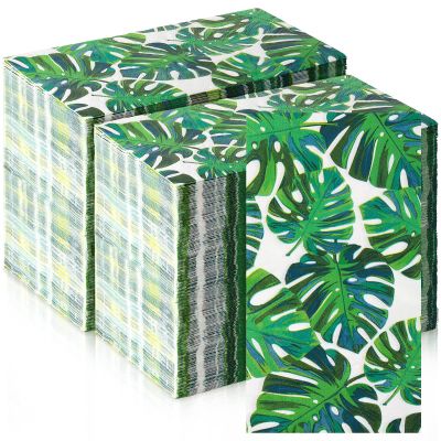 200 Pcs Tropical Palm Leaf Guest Napkins 3 Ply Disposable Paper Hawaiian Luau Green Leaves Decorative Napkins for Bathroom Hawaiian Party Tropical Summer Spring Tea Party Bridal Decorative Towels
