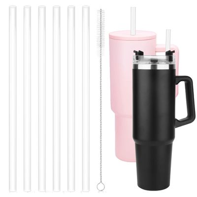 6pcs Straw Replacement for Stanley Cup Accessories, Reusable Straws for Stanley 40 oz 30 oz and Simple Modern Trek Tumbler with Handle, Bottle Straws with Cleaning Brush for Stanley 40oz Jug (12.2in)