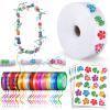 Karenhi Candy Lei Making Kit for Graduation Include 2 Inch x 1000 ft Ldpe Poly Candy Lei Tubing Roll,30 Pcs Graduation Ribbon,50 Sheets Flower Stickers Clear Netting Bags for Crafts Wreath view 1