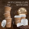 JOYEUX 100 Pack -12 oz Disposable Coffee Cups with Lids, Thickened Coffee Paper Cups -To Go Hot Cups for Party, Beverages, Tea, Hot Chocolate,Water, Juice view 2