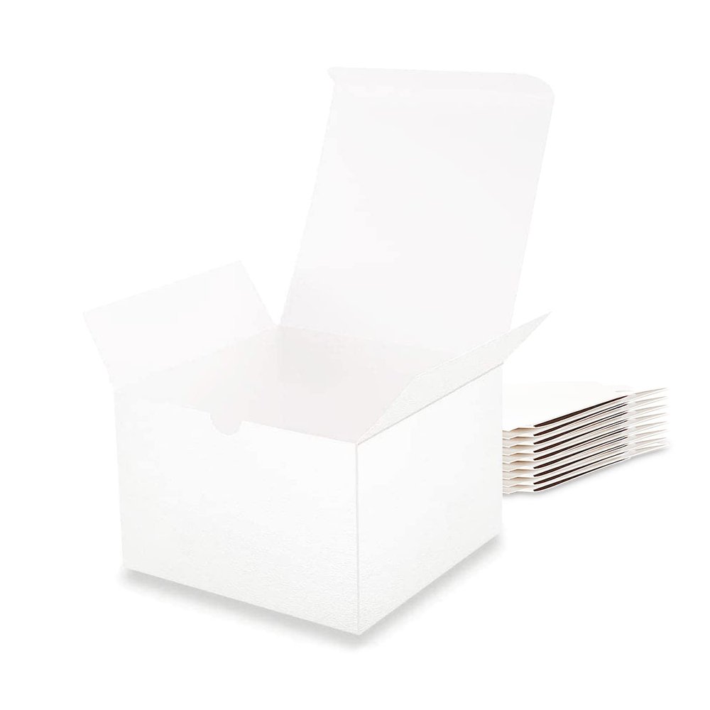 MALICPLUS 10 Gift Boxes 6x6x4 Inches Gift Boxes with Lids for All Occasion, Bridesmaid Proposal Box, White Gift Box Bulk for Light Weight Gifts, Crafting