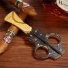 Cigar Scissors Cutter Stainless Steel Double Blade Guillotine Cutter Straight Cut Scissors with Leather Case(Black) view 3