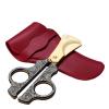 Cigar Scissors Cutter Stainless Steel Double Blade Guillotine Cutter Straight Cut Scissors with Leather Case(Black) view 4