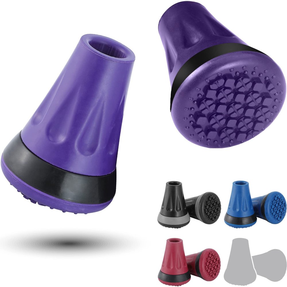 Rehand Cane Tips, Purple All Terrain Tip for Cane & Crutch, 3/4 Inch Cane Tips Heavy Duty, 3/4'' Rubber Replacement Foot Pad, Walking Cane Tips and Crutch Tips(Pack of 2)