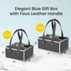 Hammont Gift Boxes - 4 Pack of Gift Boxes with Faux Leather Handles - Cookie Boxes - Versatile Gift Boxes for Presents - Elegant Box for Cakes Candy | Jewelry | Chocolates (5"x7"x3" (Grey)) view 2
