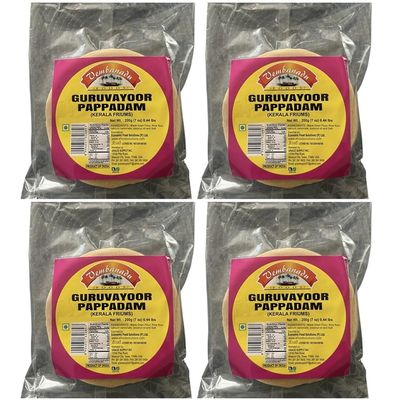Kerala Guruvayoor Pappadam Lentil Fryums Snack 800gms PACK OF 4 Vembanadu Spicerange.com