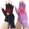 2 Pairs Arthritis Gloves for Pain Relief, Compression Gloves for Arthritis, Carpal Tunnel, Osteoarthritis, Joint, Typing, Driving, Fingerless Hand Gloves for Women Men (Pure Black1+Purple1, Medium) view 1