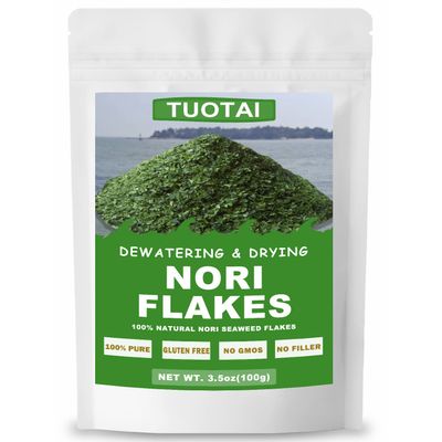 Raw Nori Flakes, Green Nori Seaweed Flakes, 100% Pure Seaweed Flakes, Vegan, No Additives, No Gmo