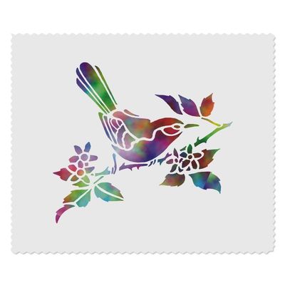 Azeeda 2 x 'Colourful Bird On Branch' Microfibre Lens/Glasses Cleaning Cloths (LC00019019)