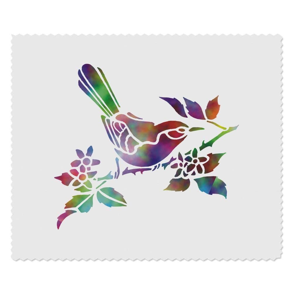Azeeda 2 x 'Colourful Bird On Branch' Microfibre Lens/Glasses Cleaning Cloths (LC00019019)