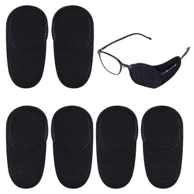 6pcs Eye Patches for Glasses, Reusable Non-Woven Fabric Eye Patch to Cover Left Right Eye Improve Vision for Kids' & Adults' Lazy Eye Amblyopia Strabismus (Black, Medium Size)