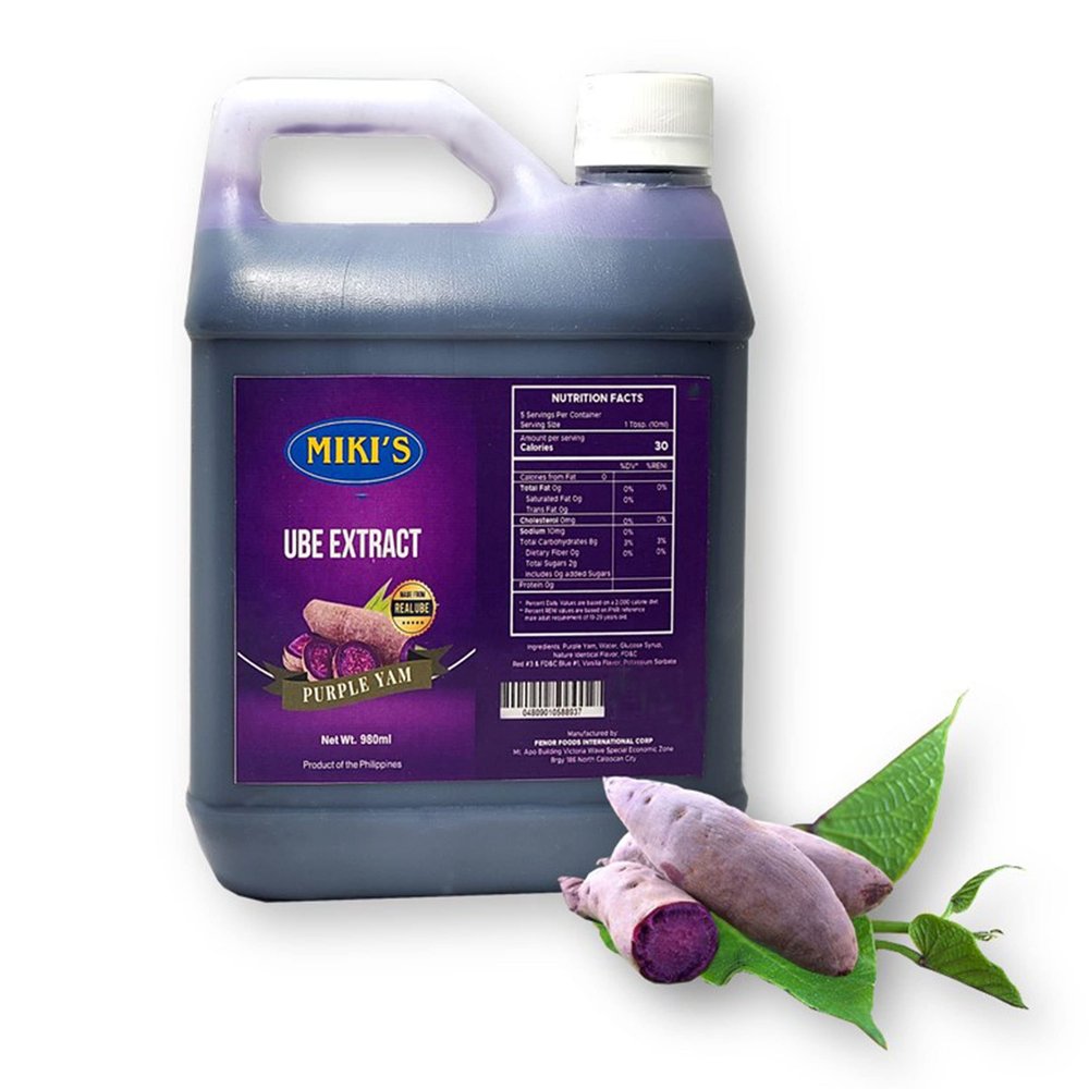 Real Ube Purple Yam Flavoring Extract from Natural Ube by Miki's 980 ml. / 33.14 Fl. Oz.