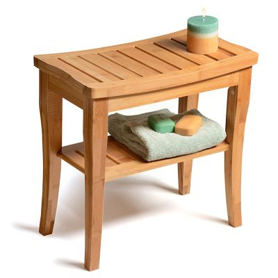 Shower Bench Seat for Inside Shower,Bamboo Waterproof Non-Slip Bathing Stool with Storage Towel Shelf for Elderly Disabled Indoor Or Outdoor Use,Applicable
