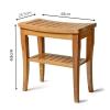 Shower Bench Seat for Inside Shower,Bamboo Waterproof Non-Slip Bathing Stool with Storage Towel Shelf for Elderly Disabled Indoor Or Outdoor Use,Applicable view 2