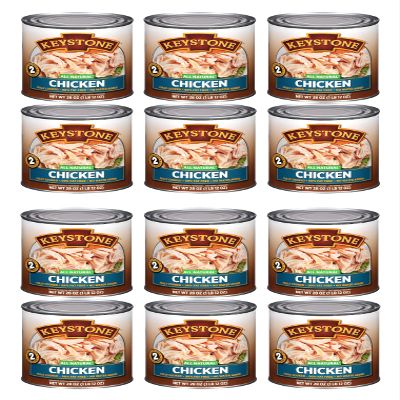 Keystone Meats All Natural Heat and Serve Canned Chicken 28 oz  Fully Cooked Canned Meat  98% Fat Free  Shelf Stable with 5-Year Shelf Life  Premium Pantry Staple for Everyday Meals  Emergency Survival Canned Food  Ready to Eat  Gluten Free  
