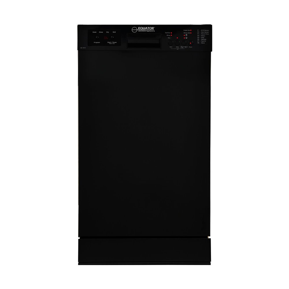Equator 18"Built in Dishwasher 10 place Wine Rack 8 Wash Sensor Wash Delay1/2Load 110V E-Star ADA in Black