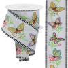 Craig Bachman 2.5" Butterfly Branch Stripe Ribbon: White (10 Yards) Craft Floral Arrangement Gift Wrapping Wired Edge Ribbon view 1