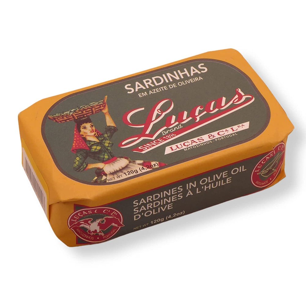 Luas from Portugal - Canned whole Sardines in Olive Oil - 4.23oz / 120gr (Pack of 5 cans)