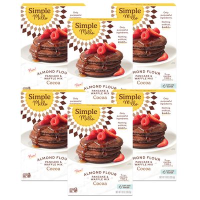 Simple Mills Almond Flour Pancake & Waffle Mix, Cocoa, Nothing Artificial, No Preservatives, Kosher & Paleo Friendly, Gluten Free, 10 Ounce (Pack of 6)