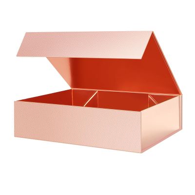 PACKHOME Valentine's Day Large Gift Box 13.5x10x3.5 Inches, Sturdy Shirt Box with Magnetic Lid for Multiple Occasions (Glossy Rose Gold)