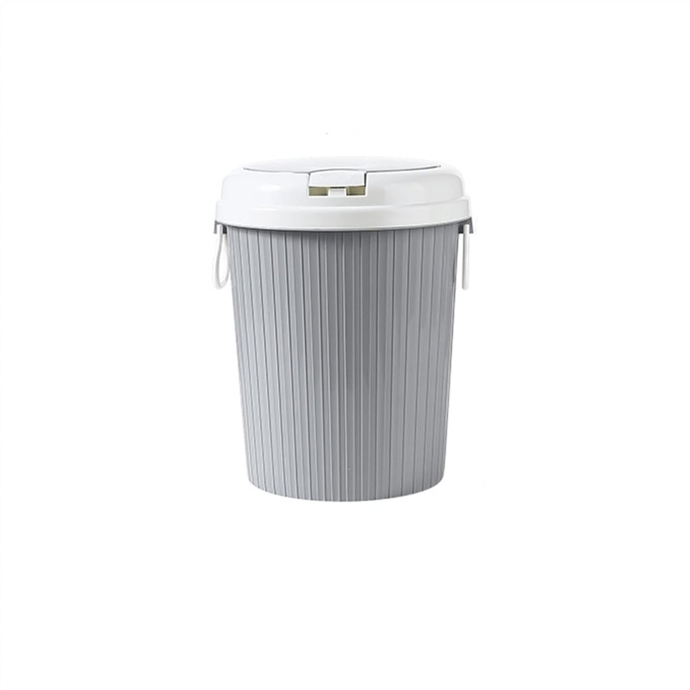 DYPASA 8L/16L Large-Capacity Household Garbage Can Office Bedroom Plastic Garbage Can with Cover Trash Can (Color : Gris, Size : 8l)