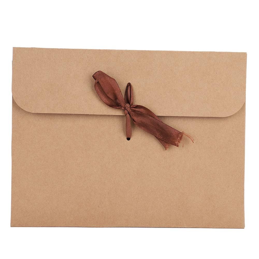 10Pcs Envelope Gift Boxes with Ribbon Bowknot Birthday Paper Gift Card Envelopes Bulk Party Favor Bags Present Packaging Envelopes Underwear Silk Scarf Wrapping Bags for Wedding Valentine Anniversary