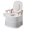 Bariatric Commode Chair 500 Lbs Extra Wide, Bedside Commode with Padded Seat and Back Stand Alone Bed Side Commode and Over The Toilet Commode White Pink view 1