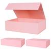 Aimyoo Pink Collapsible Gift Box with Magnetic Closure Lids 10.5x7x3 in, Bridesmaid Groomsman Proposal Boxes, Rectangle Storage Box 3 Pack view 1