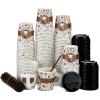Tessco 200 Set 4 oz Disposable Espresso Cups Bulk with Lids Wide Handles Straws Printed Paper Disposable Coffee Cups for Hot Chocolate,Tea,Cocoa view 1