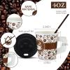 Tessco 200 Set 4 oz Disposable Espresso Cups Bulk with Lids Wide Handles Straws Printed Paper Disposable Coffee Cups for Hot Chocolate,Tea,Cocoa view 2