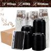Tessco 200 Set 4 oz Disposable Espresso Cups Bulk with Lids Wide Handles Straws Printed Paper Disposable Coffee Cups for Hot Chocolate,Tea,Cocoa view 3