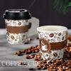 Tessco 200 Set 4 oz Disposable Espresso Cups Bulk with Lids Wide Handles Straws Printed Paper Disposable Coffee Cups for Hot Chocolate,Tea,Cocoa view 4
