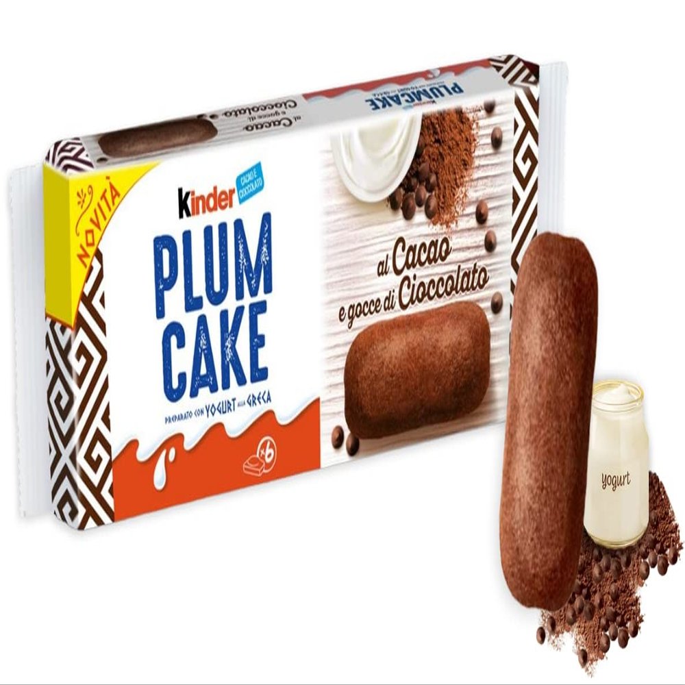 Kinder Plum Cake al Cacao e con Gocce di Cioccolato, Plumcake Preparato con Yogurt alla Greca 192gr