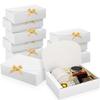 SWANGSA 11 Set Gift Boxes with Lids, 10.6''x8''x3'' White Kraft Paper Gift Box, Bridesmaid Proposal Box with Ribbon and 60pcs Adhesive Dots, for Wedding, Packaging, Present, Birthday, Cupcake Boxes view 1