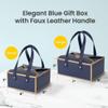 Hammont Gift Boxes - 4 Pack of Gift Boxes with Faux Leather Handles - Cookie Boxes - Versatile Gift Boxes for Presents - Elegant Box for Cakes Candy | Jewelry | Chocolates (6"x6"x3" (Blue)) view 2