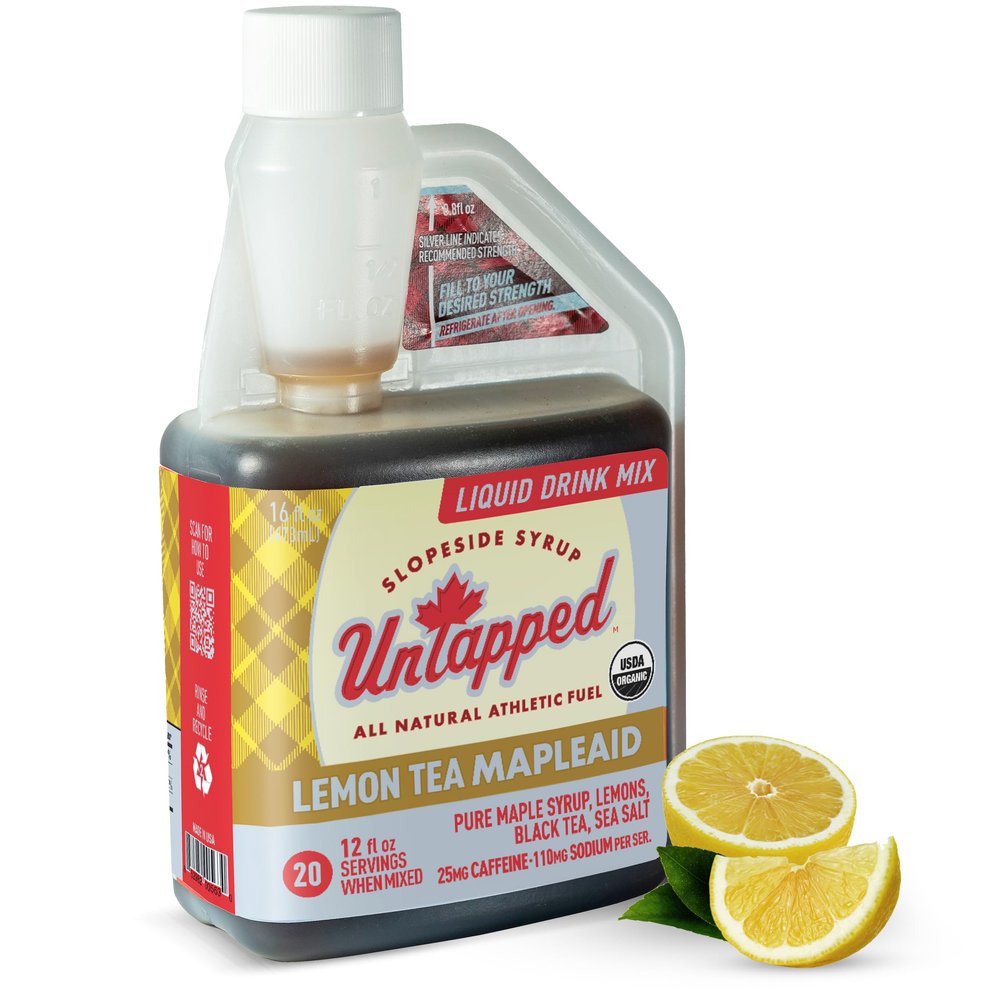 Untapped Lemon Tea Mapleaid - 20 Servings 16 fl oz Bulk Bottle Organic Maple Syrup, Lemon Juice & Black Tea Running Fuel Energizing Electrolytes & Caffeine Naturally Powered by Pure Vermont Maple