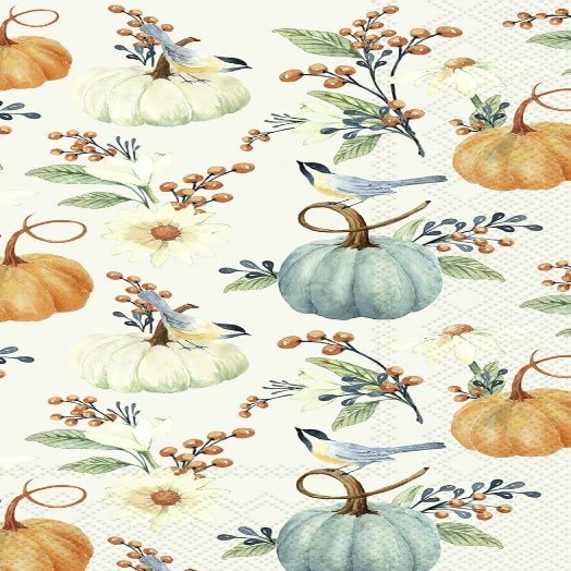 IHR Ideal Home Range Dinner Napkins Disposable 3-Ply Paper Hand Towels, 8.5" x 4.5", Pumpkin Floral, 16 Count