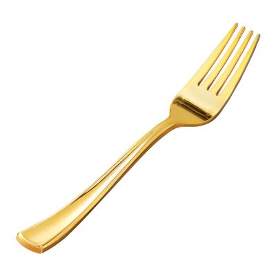 Goodluck 50 Pack Gold Plastic Forks, Heavy Duty Forks Disposable, Plastic Cutlery Perfect for Weddings, Parties, Dinners and Thanksgiving