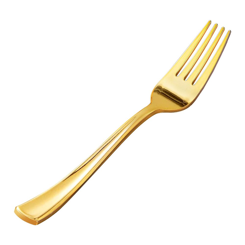 Goodluck 50 Pack Gold Plastic Forks, Heavy Duty Forks Disposable, Plastic Cutlery Perfect for Weddings, Parties, Dinners and Thanksgiving