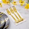Goodluck 50 Pack Gold Plastic Forks, Heavy Duty Forks Disposable, Plastic Cutlery Perfect for Weddings, Parties, Dinners and Thanksgiving view 2