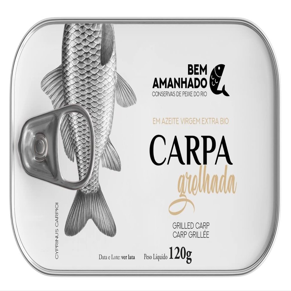 Bem Amanhado - Canned Gourmet Freshwater Fish - Grilled Carp in extra virgin Biologic Oilve Oil - 4.23oz / 120gr (Pack of 3 cans)