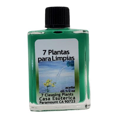 7 Cleansing Plants Oil (7 palntas para Limpias Aceite) Spiritual Anointing Oil by CASA ESOTERICA MAGICK SPACE - Purification Spell - Remove Negative Energy & Blockages-0.5 FL OZ (12 Pack)