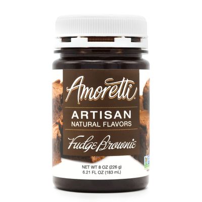 Amoretti - Natural Chocolate Fudge Brownie Artisan Flavor Paste, 8 oz, Perfect For Ice Cream, Beverages, Cakes, and more, Preservative Free, Vegan, Gluten Free, No Artificial Sweeteners, Concentrated